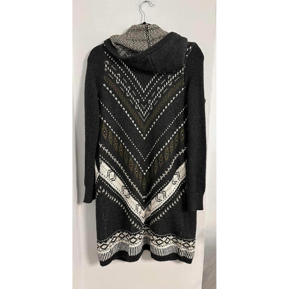 Abercrombie Fitch Casual Hooded Knit Geometric Cardigan‎ Black Womens XS - Picture 2 of 7